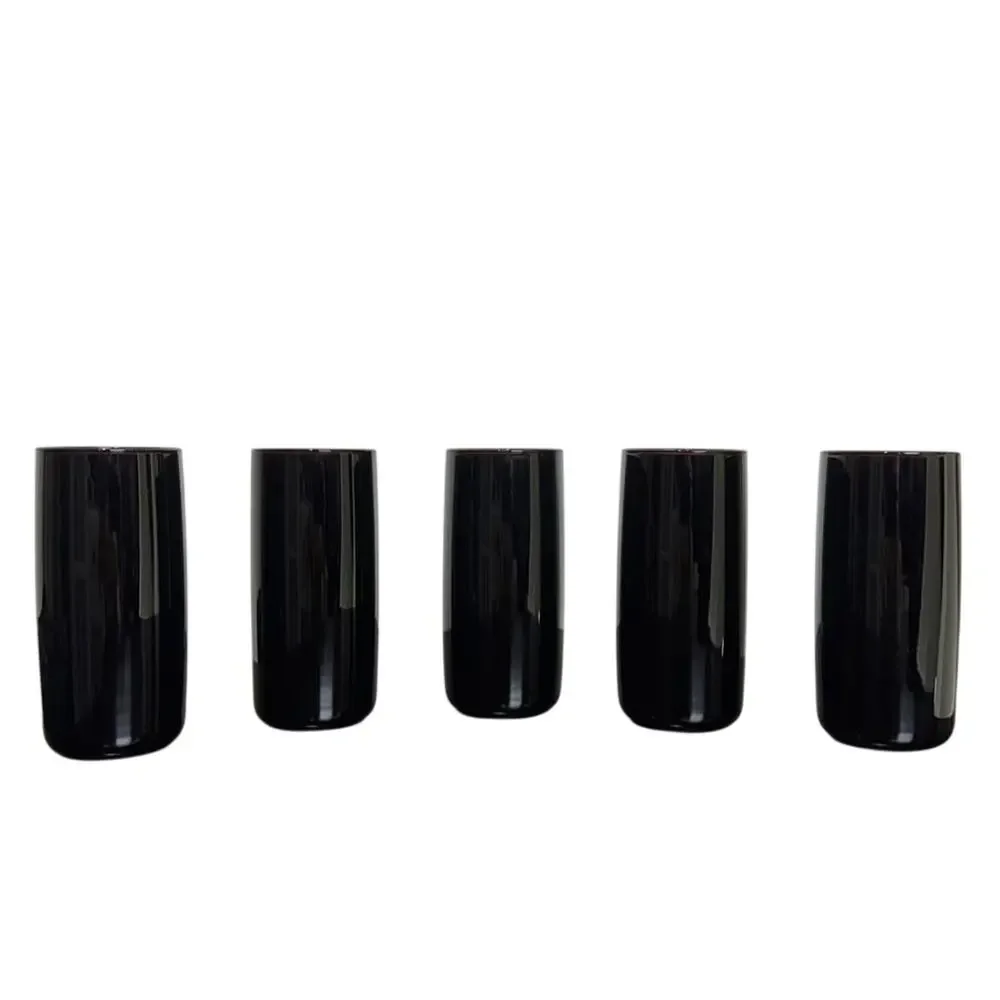 Vintage Americana Anchor Hocking Black Amethyst Drinking Glass Tumbler Set - Picture 1 of 4